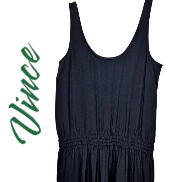 VINCE 100% Silk Lightweight Sleeveless Jumpsuit Black, Size 0 - Picture 4 of 12